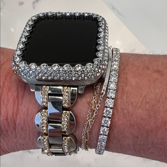 kate spade Two-Tone Silver and Gold Rhinestone Smartwatch Bracelet - Picture 5 of 6